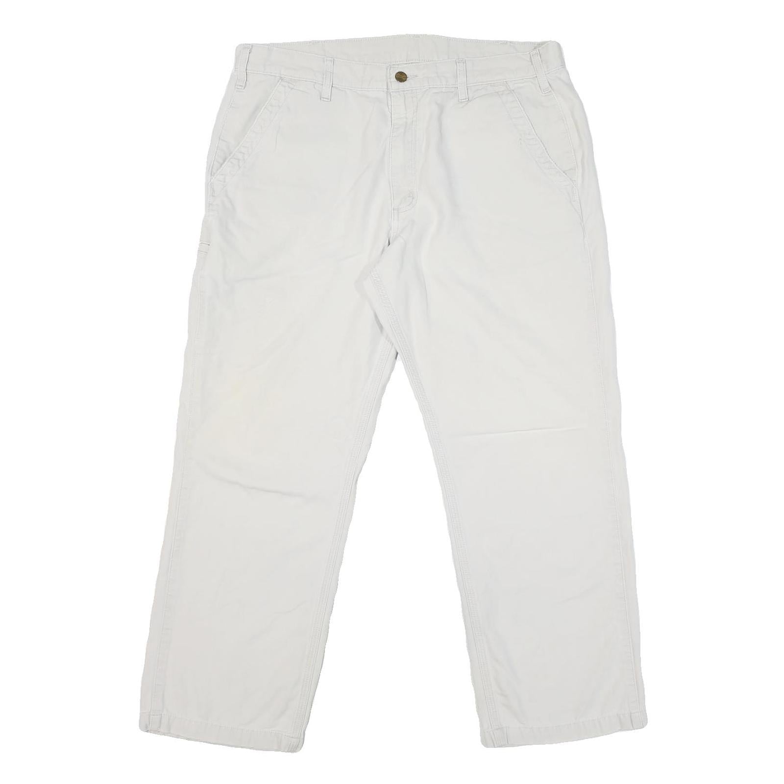 CARHARTT Mens Cotton Blend White Workwear Regular Straight Trousers W36 L28