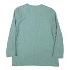 Womens Blue & White Embroidered Linen Blend Button Jacket M Plain Pastoral Scene