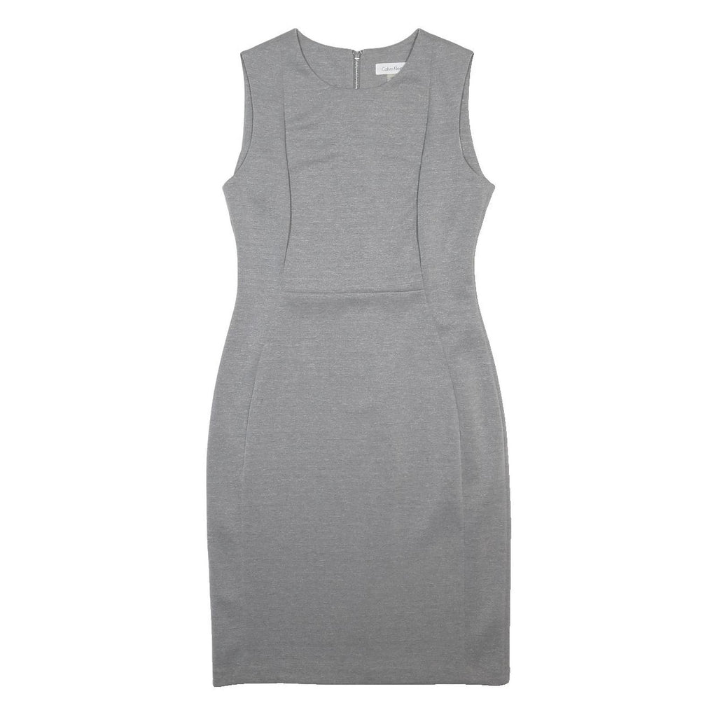 CALVIN KLEIN Womens Grey Sleeveless Sheath Woven Dress Size S Elegant Workwear