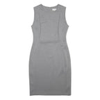 CALVIN KLEIN Womens Grey Sleeveless Sheath Woven Dress Size S Elegant Workwear