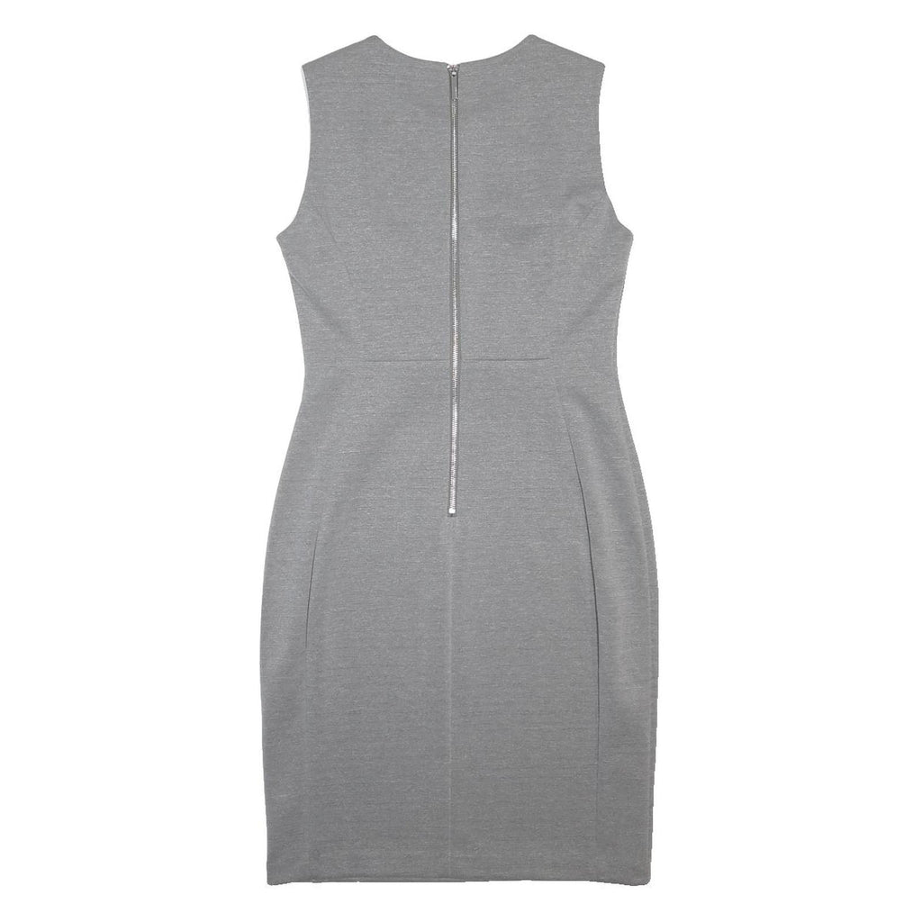CALVIN KLEIN Womens Grey Sleeveless Sheath Woven Dress Size S Elegant Workwear