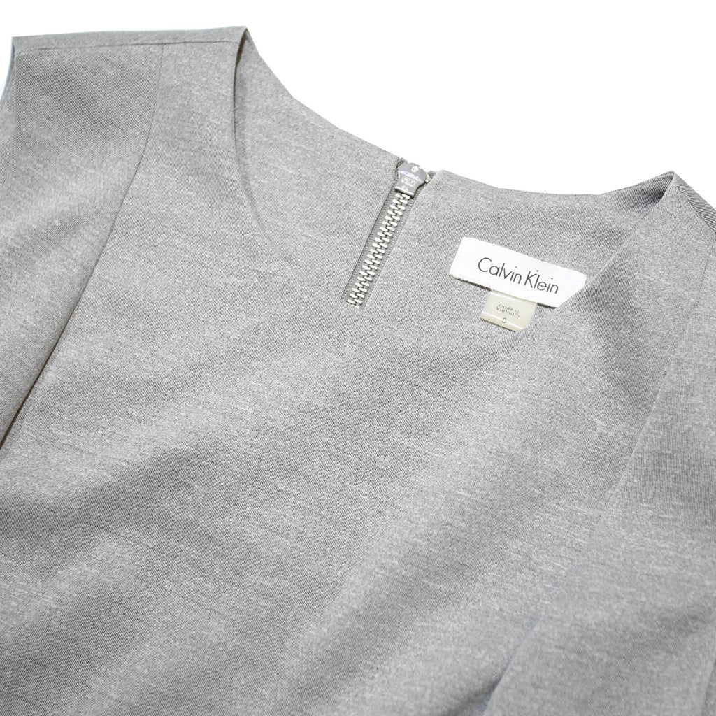 CALVIN KLEIN Womens Grey Sleeveless Sheath Woven Dress Size S Elegant Workwear