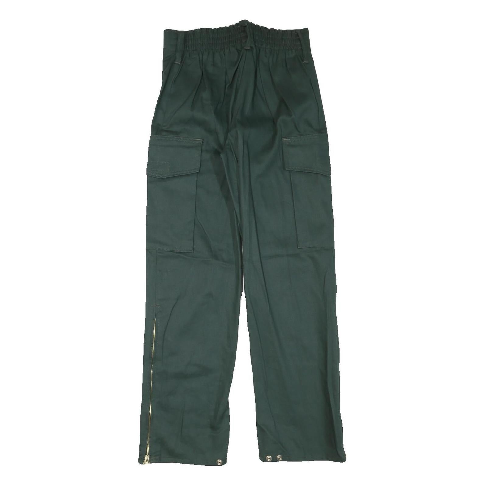 ITEX Mens Cotton Blend Green Relaxed Cargo Trousers W30 L30 Zippered Leg