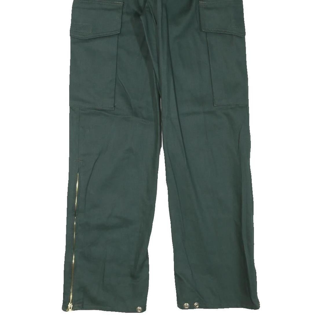 ITEX Mens Cotton Blend Green Relaxed Cargo Trousers W30 L30 Zippered Leg