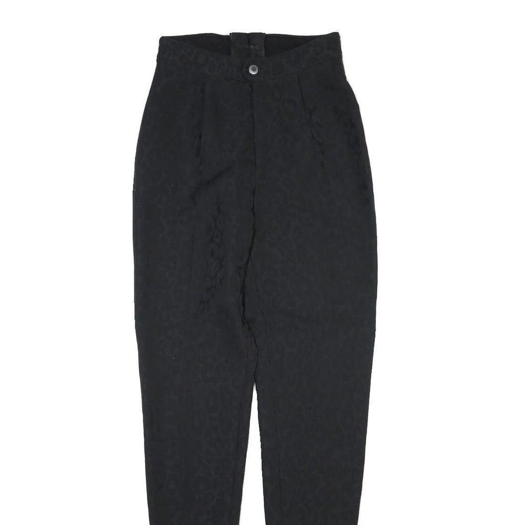 Womens Black Polyester Blend Regular Fit Straight Leg Trousers W26 L32