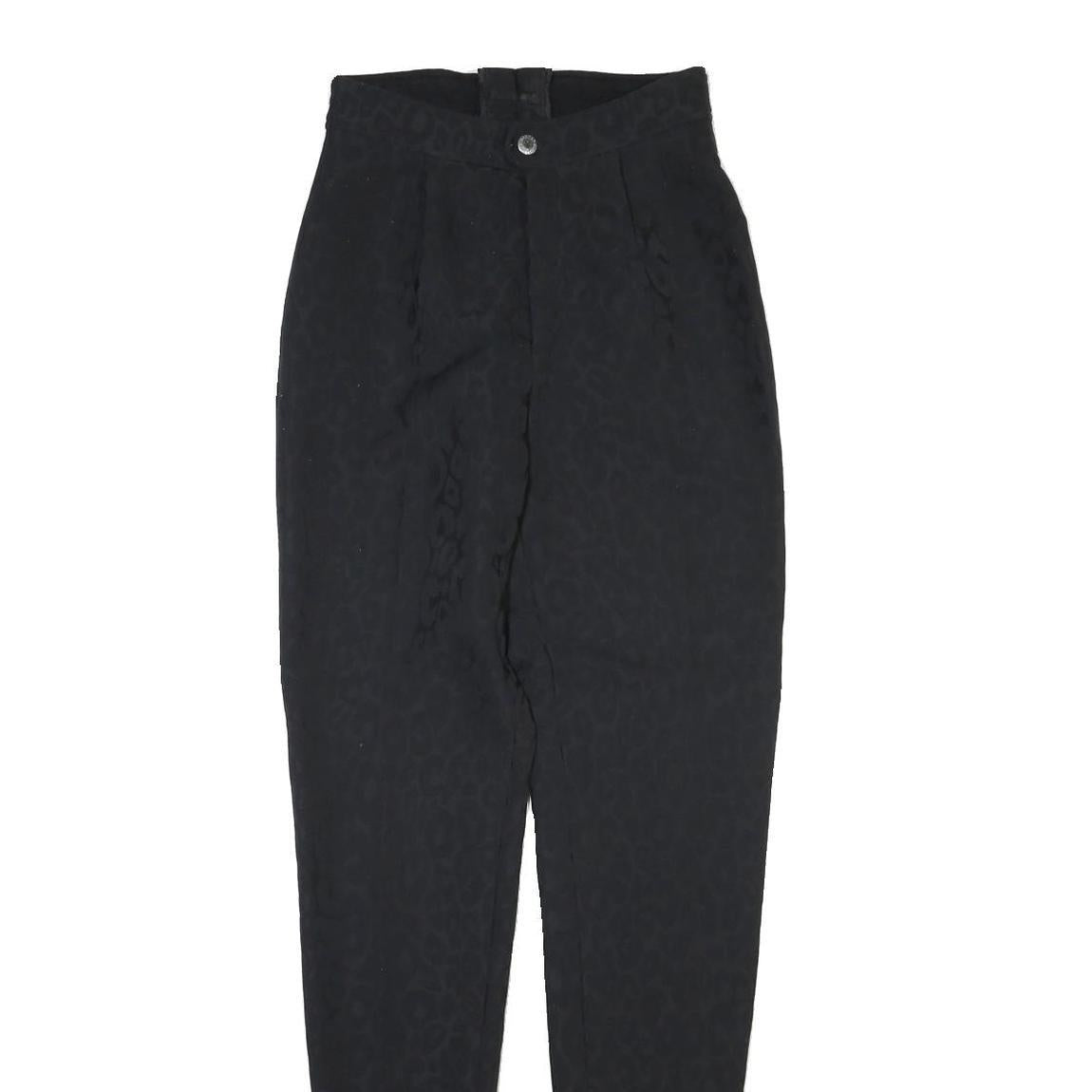 Womens Black Polyester Blend Regular Fit Straight Leg Trousers W26 L32