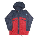 PACIFIC SPORT Mens Navy & Red Zip Jacket L Polyester Colourblock Hooded Outdoor