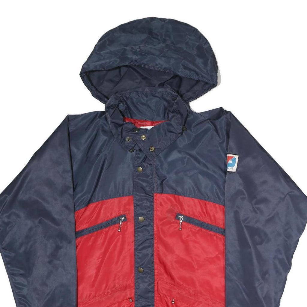 PACIFIC SPORT Mens Navy & Red Zip Jacket L Polyester Colourblock Hooded Outdoor