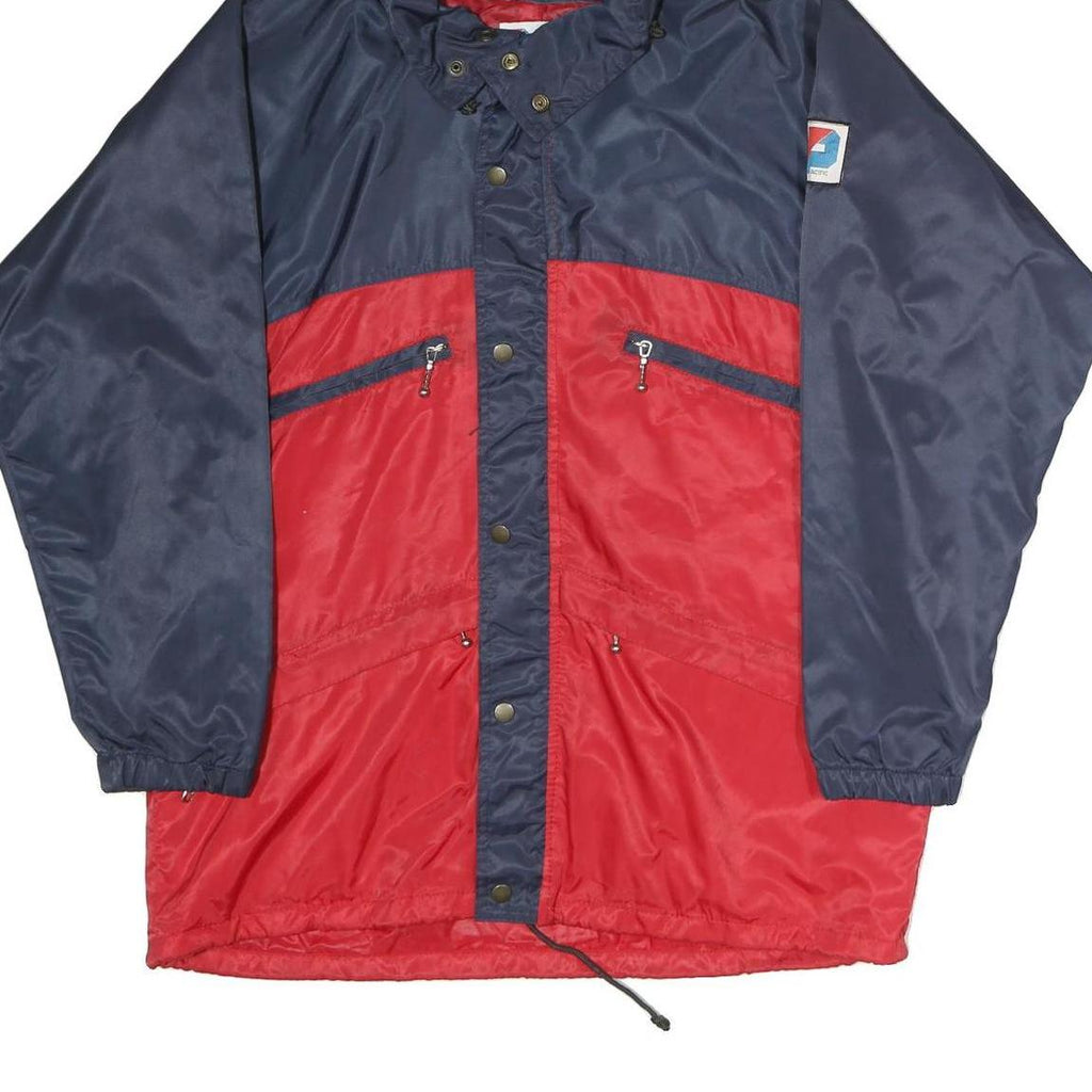 PACIFIC SPORT Mens Navy & Red Zip Jacket L Polyester Colourblock Hooded Outdoor