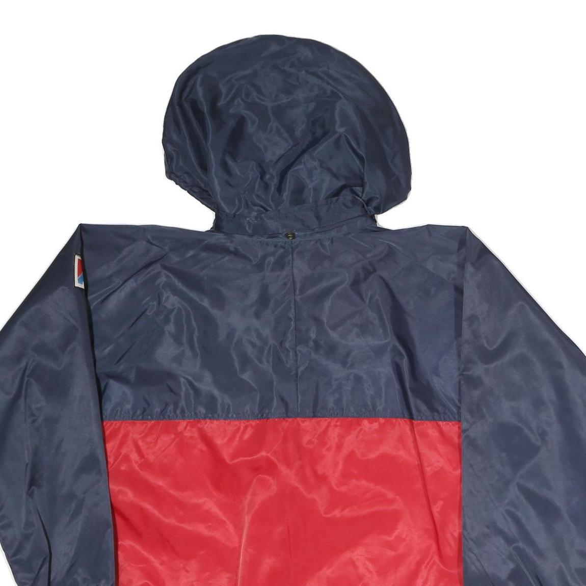 PACIFIC SPORT Mens Navy & Red Zip Jacket L Polyester Colourblock Hooded Outdoor