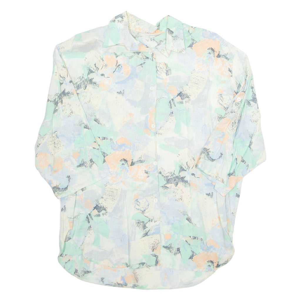 Womens Printed Blouse Blue 3/4 Sleeve Crazy Pattern XL