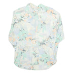 Womens Printed Blouse Blue 3/4 Sleeve Crazy Pattern XL