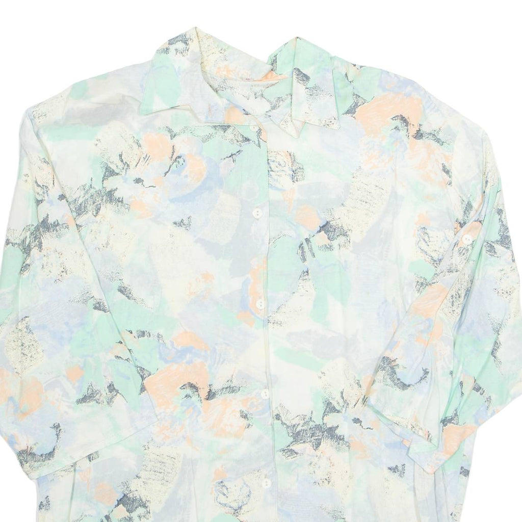 Womens Printed Blouse Blue 3/4 Sleeve Crazy Pattern XL