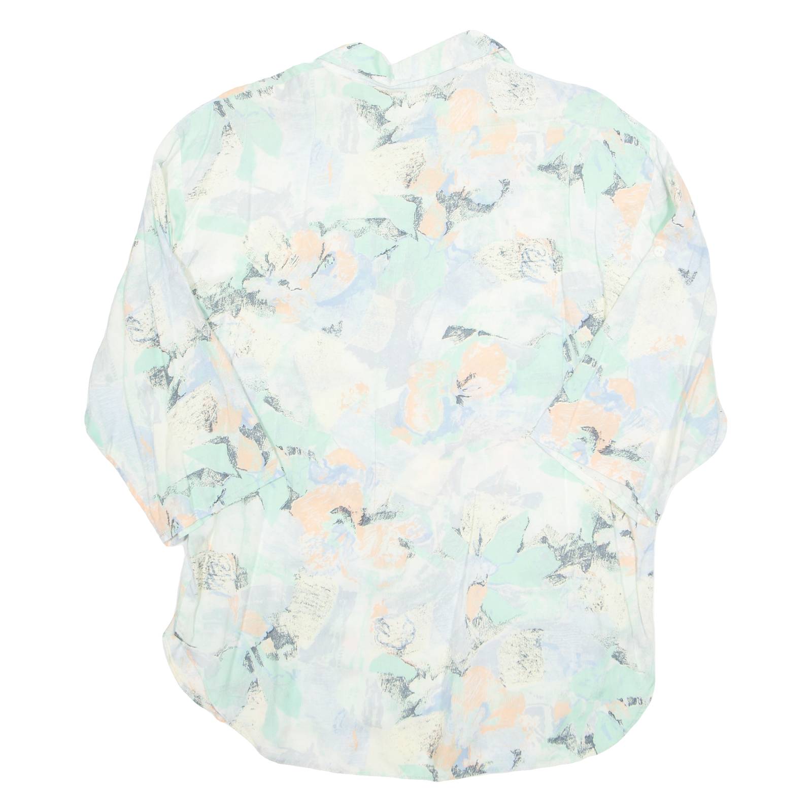 Womens Printed Blouse Blue 3/4 Sleeve Crazy Pattern XL