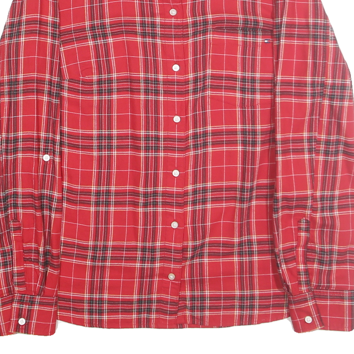 TOMMY HILFIGER Womens Red Plaid Cotton Shirt M Checked Button Down