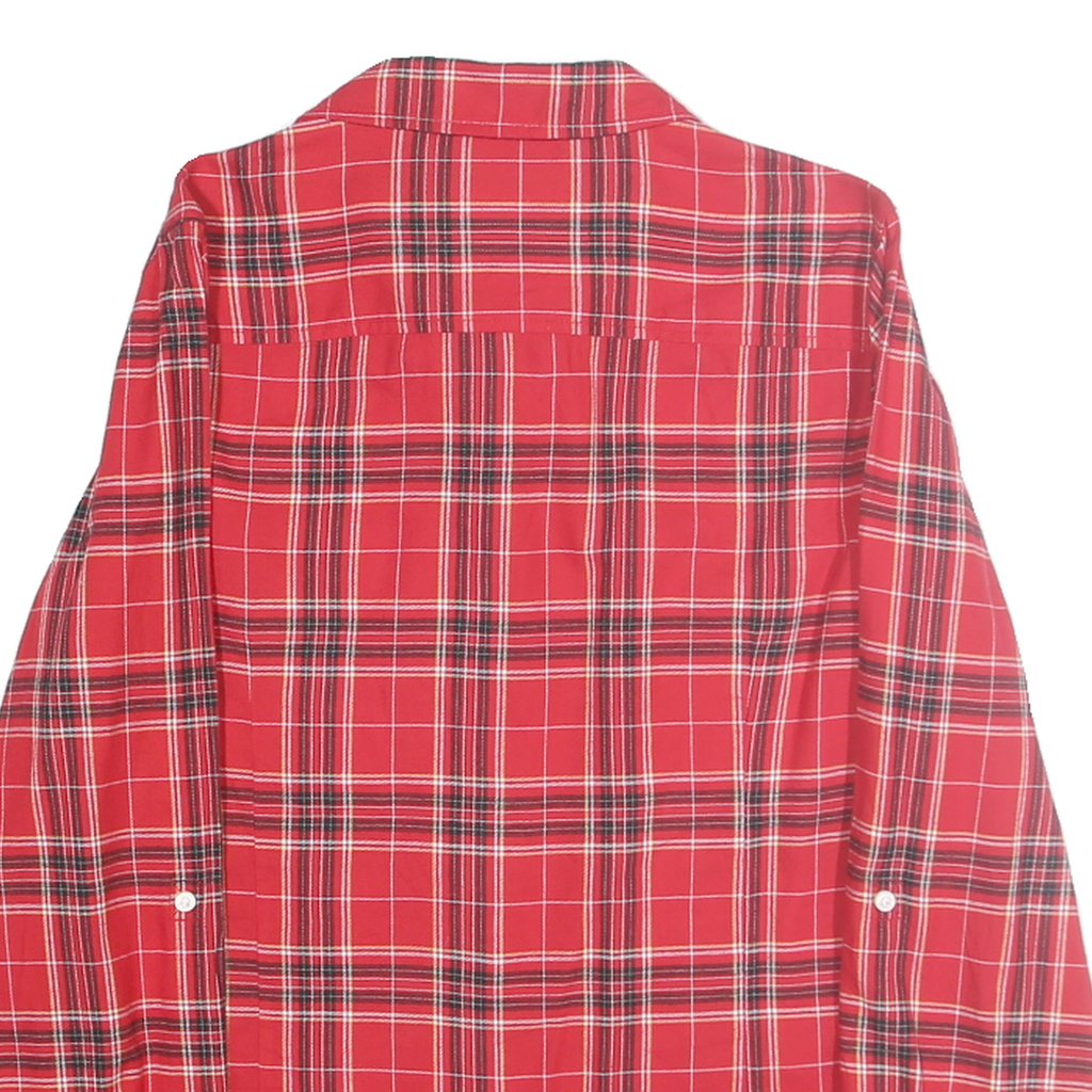 TOMMY HILFIGER Womens Red Plaid Cotton Shirt M Checked Button Down