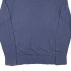 TOMMY HILFIGER Mens Blue Plain V-Neck Basic Knit Jumper L Cotton Blend Classic