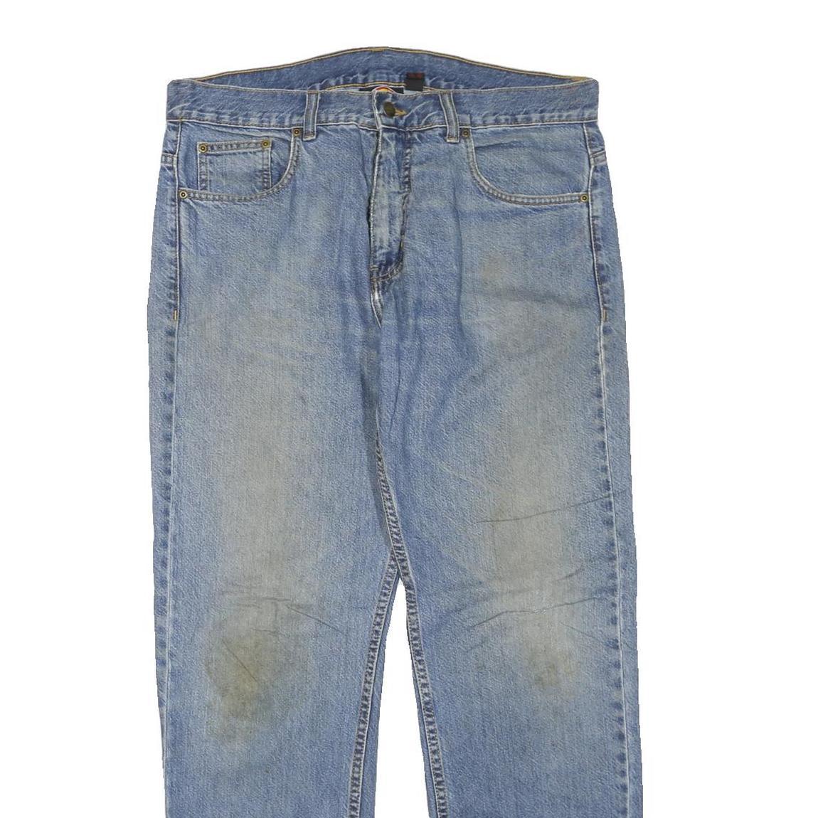 DICKIES Womens Blue Regular Fit Straight Denim Light Wash W38 L31 Casual Comfort