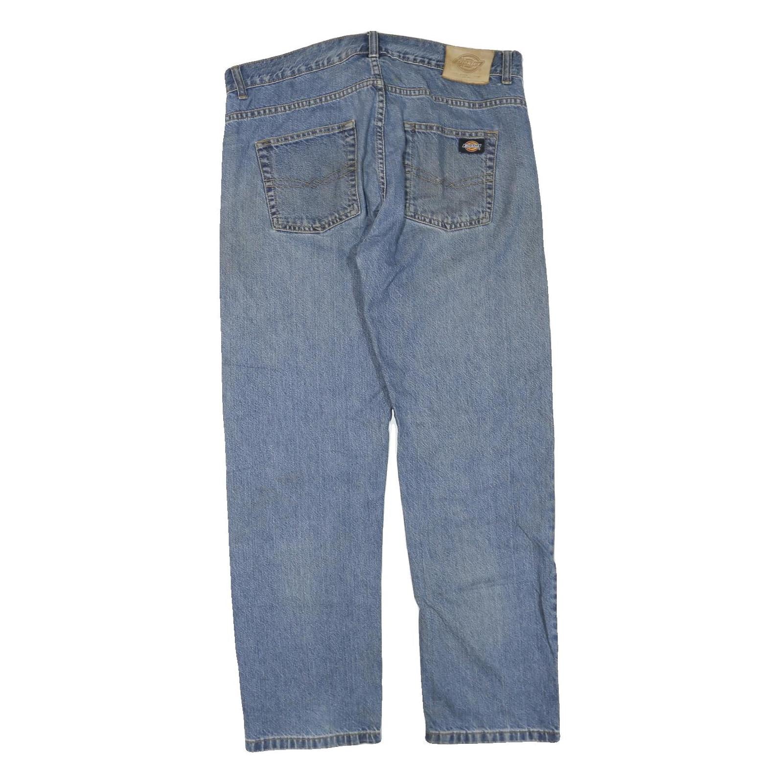 DICKIES Womens Blue Regular Fit Straight Denim Light Wash W38 L31 Casual Comfort