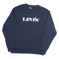 LEVI'S Mens Navy Blue Sweatshirt Crew Neck S Cotton Logo Pullover Comfortable