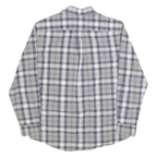 TOMMY HILFIGER Mens Beige & Blue Classic Fit L Plaid Cotton Blend Shirt Long