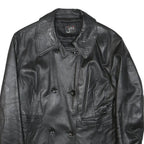 JOI Womens Black Leather Jacket M Button Classic Plain Stylish Outerwear