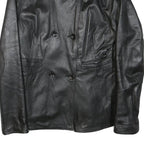 JOI Womens Black Leather Jacket M Button Classic Plain Stylish Outerwear