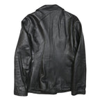 JOI Womens Black Leather Jacket M Button Classic Plain Stylish Outerwear