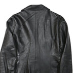 JOI Womens Black Leather Jacket M Button Classic Plain Stylish Outerwear