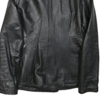 JOI Womens Black Leather Jacket M Button Classic Plain Stylish Outerwear
