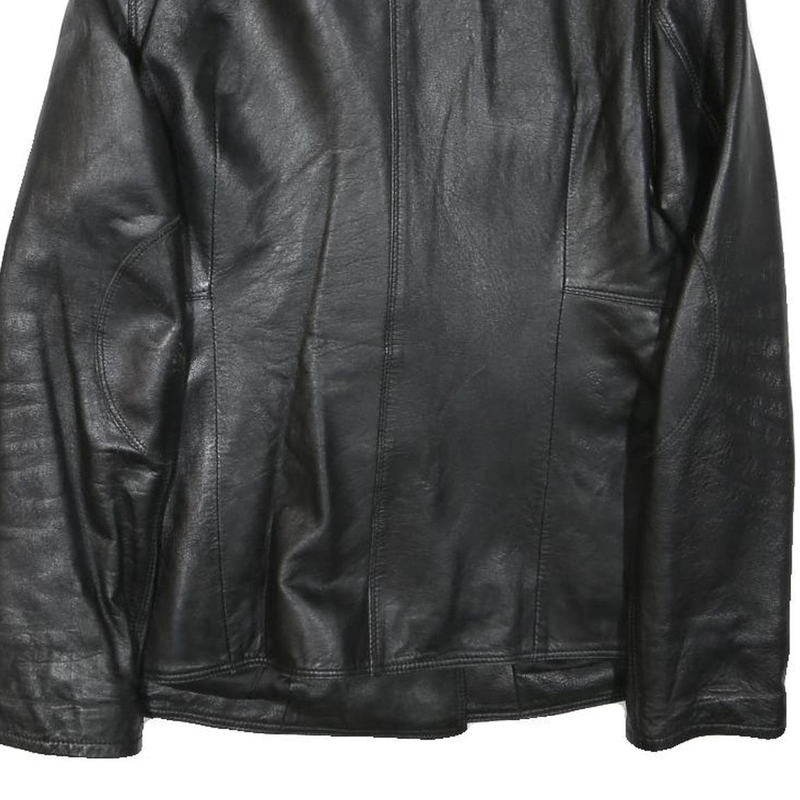 JOI Womens Black Leather Jacket M Button Classic Plain Stylish Outerwear
