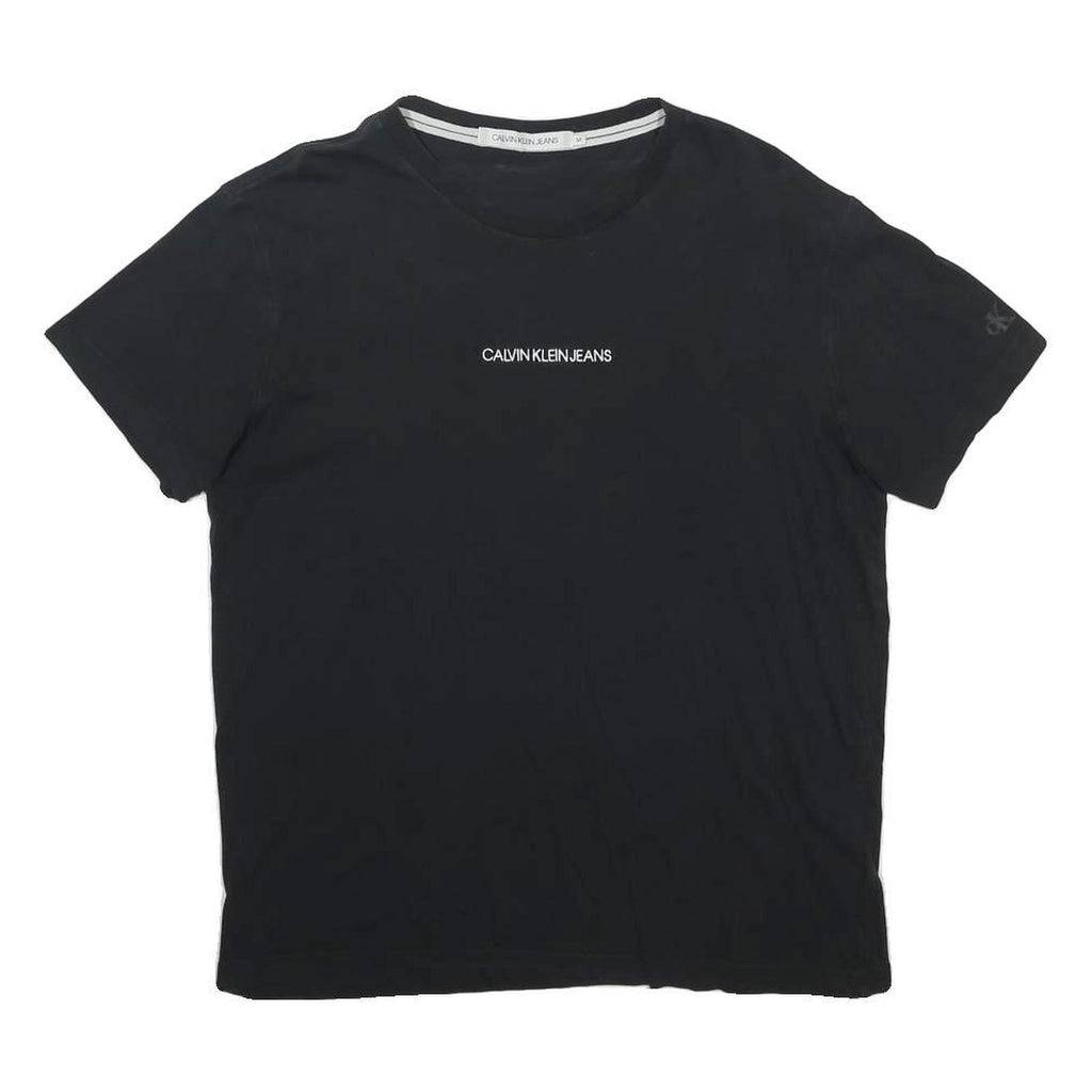 CALVIN KLEIN JEANS Mens Black Graphic T-Shirt M Short Sleeve Crew Neck Logo