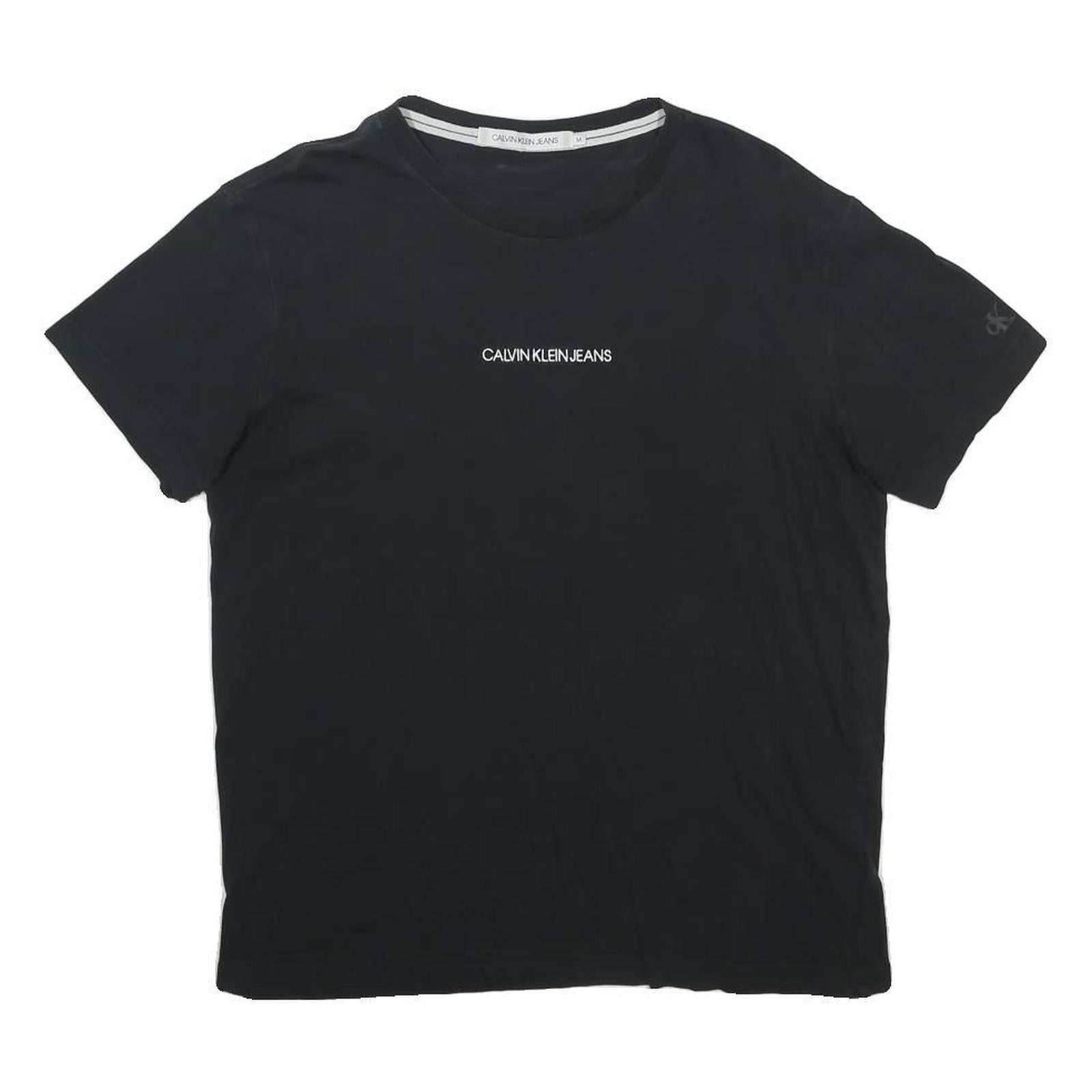 CALVIN KLEIN JEANS Mens Black Graphic T-Shirt M Short Sleeve Crew Neck Logo
