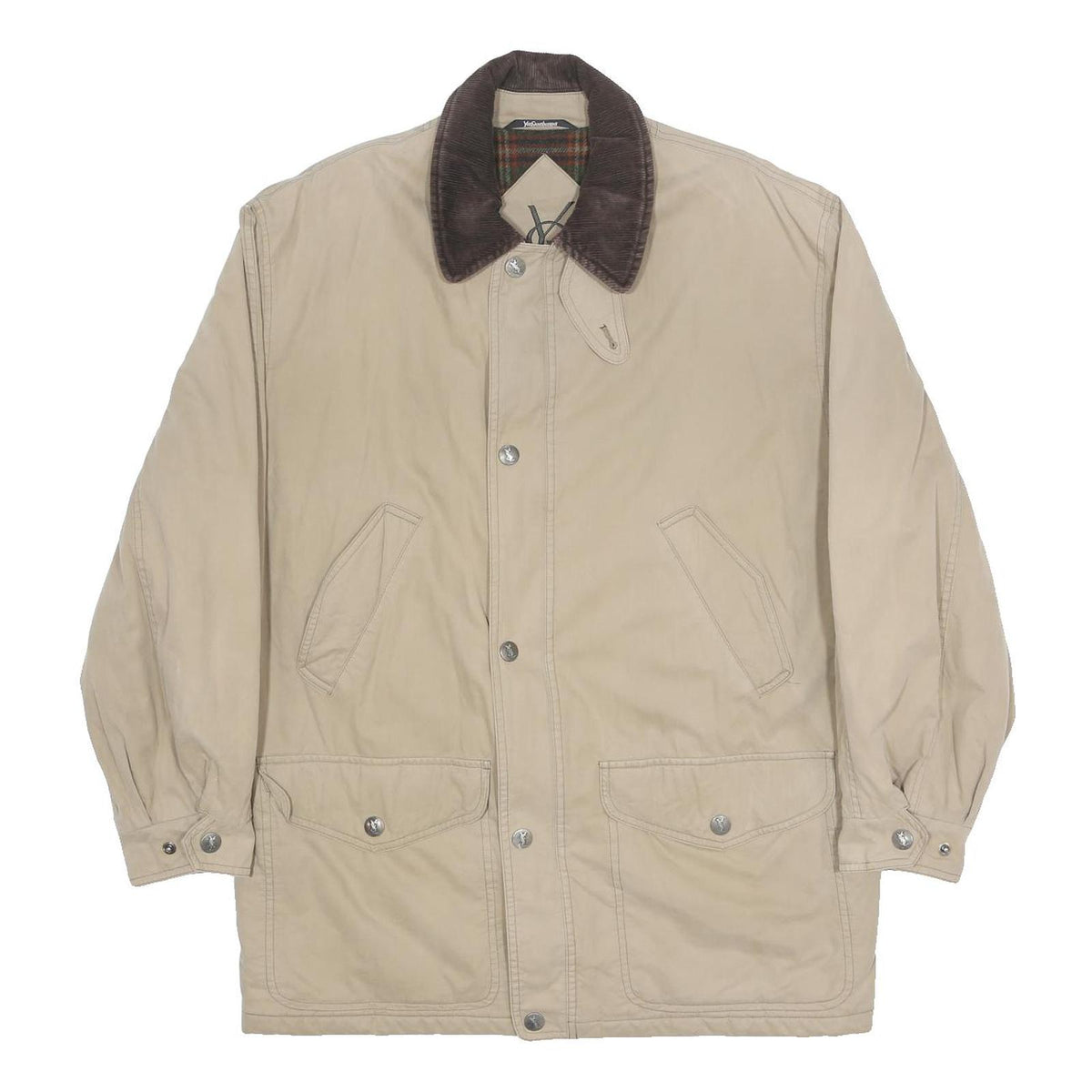 YVES SAINT LAURENT Mens Beige & Brown Classic Cotton Jacket XL Button Corduroy