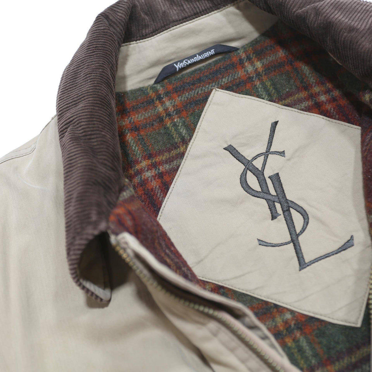 YVES SAINT LAURENT Mens Beige & Brown Classic Cotton Jacket XL Button Corduroy