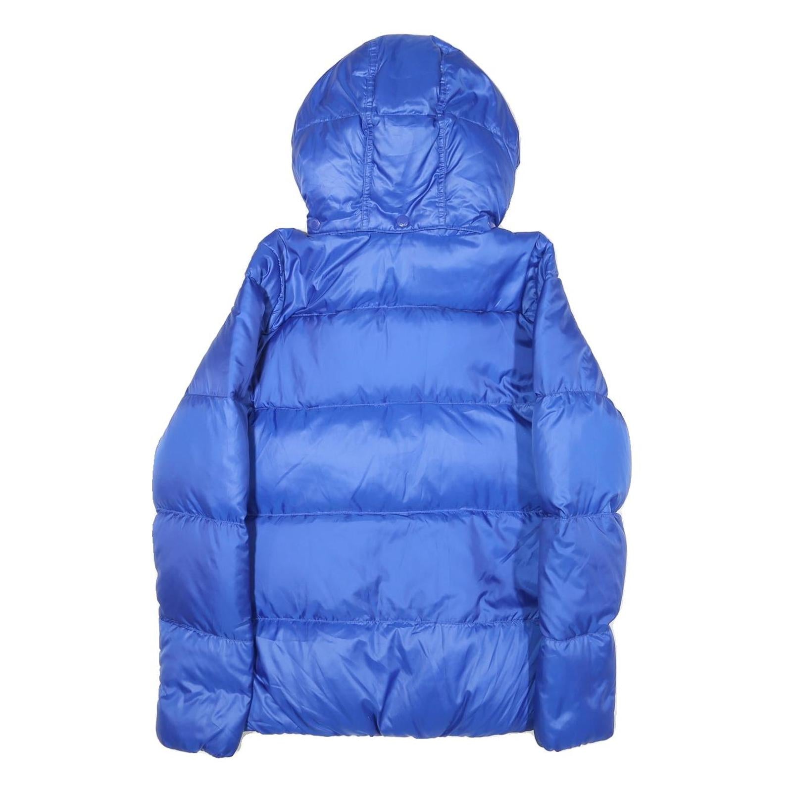 ADIDAS Womens Blue Puffer Jacket UK 10 Polyester Blend Zip Hooded Plain Casual