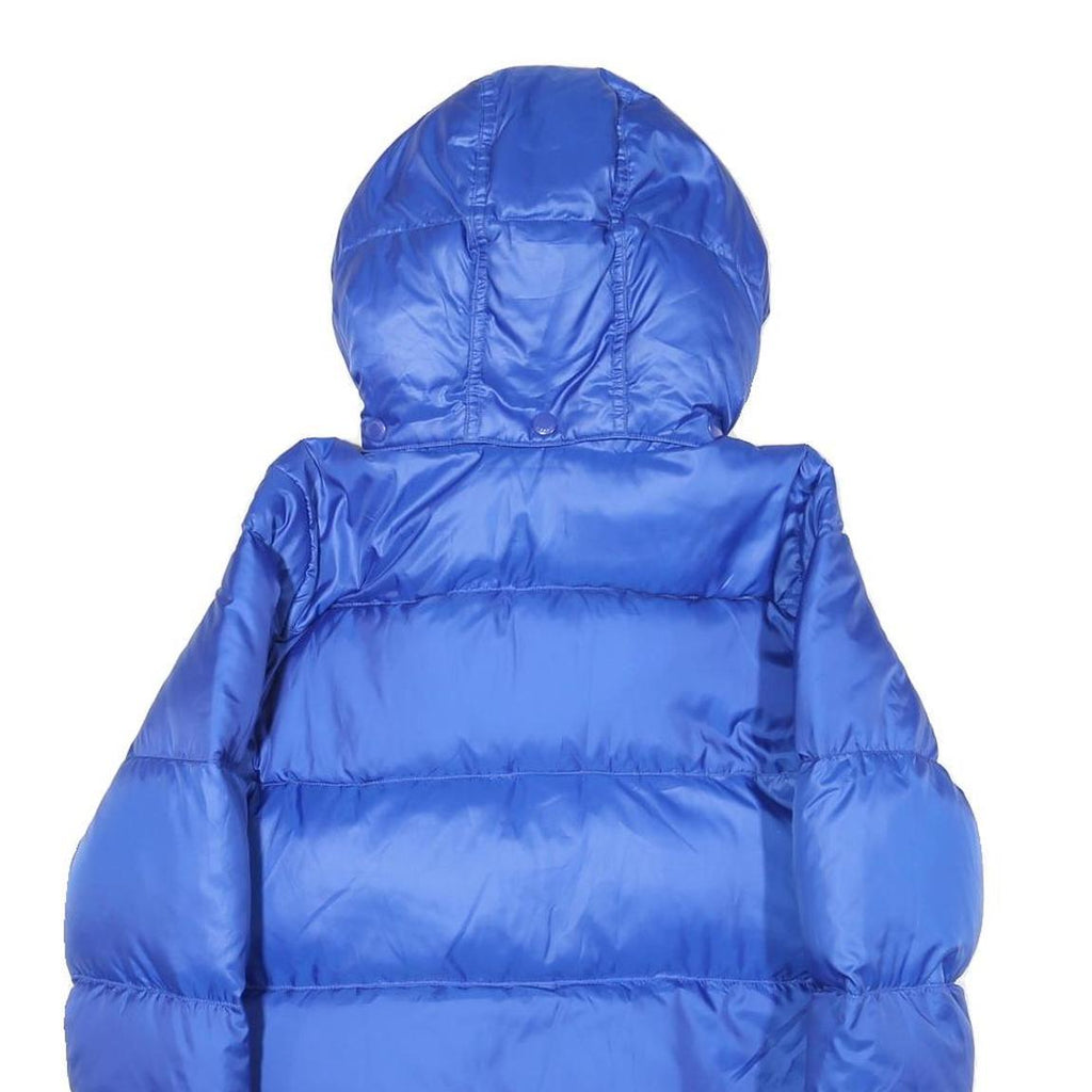 ADIDAS Womens Blue Puffer Jacket UK 10 Polyester Blend Zip Hooded Plain Casual