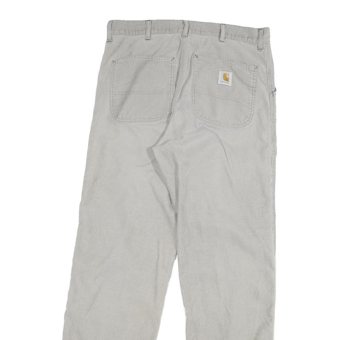 CARHARTT Mens Regular Beige Cotton Blend Zip Trousers W32 L32 Workwear Casual