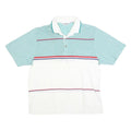 PAOLO CONILI Mens White & Green Striped Short Sleeve Polo Shirt L Cotton Blend