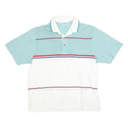 PAOLO CONILI Mens White & Green Striped Short Sleeve Polo Shirt L Cotton Blend