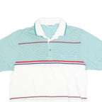 PAOLO CONILI Mens White & Green Striped Short Sleeve Polo Shirt L Cotton Blend