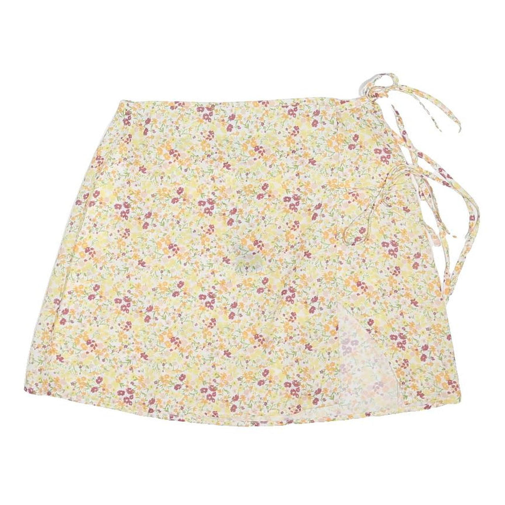 FASHION UNION Womens Yellow Floral Mini Skirt Polyester Blend UK 10 Summer