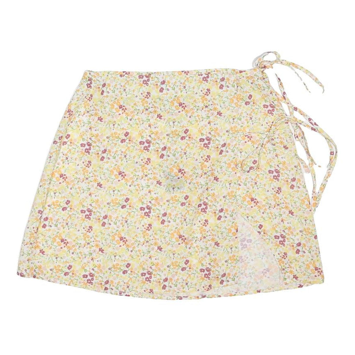 FASHION UNION Womens Yellow Floral Mini Skirt Polyester Blend UK 10 Summer