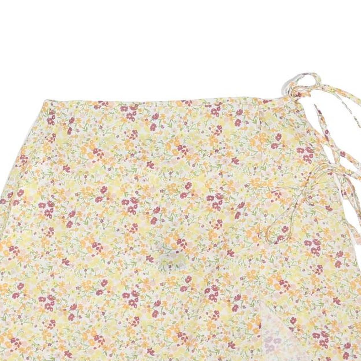 FASHION UNION Womens Yellow Floral Mini Skirt Polyester Blend UK 10 Summer