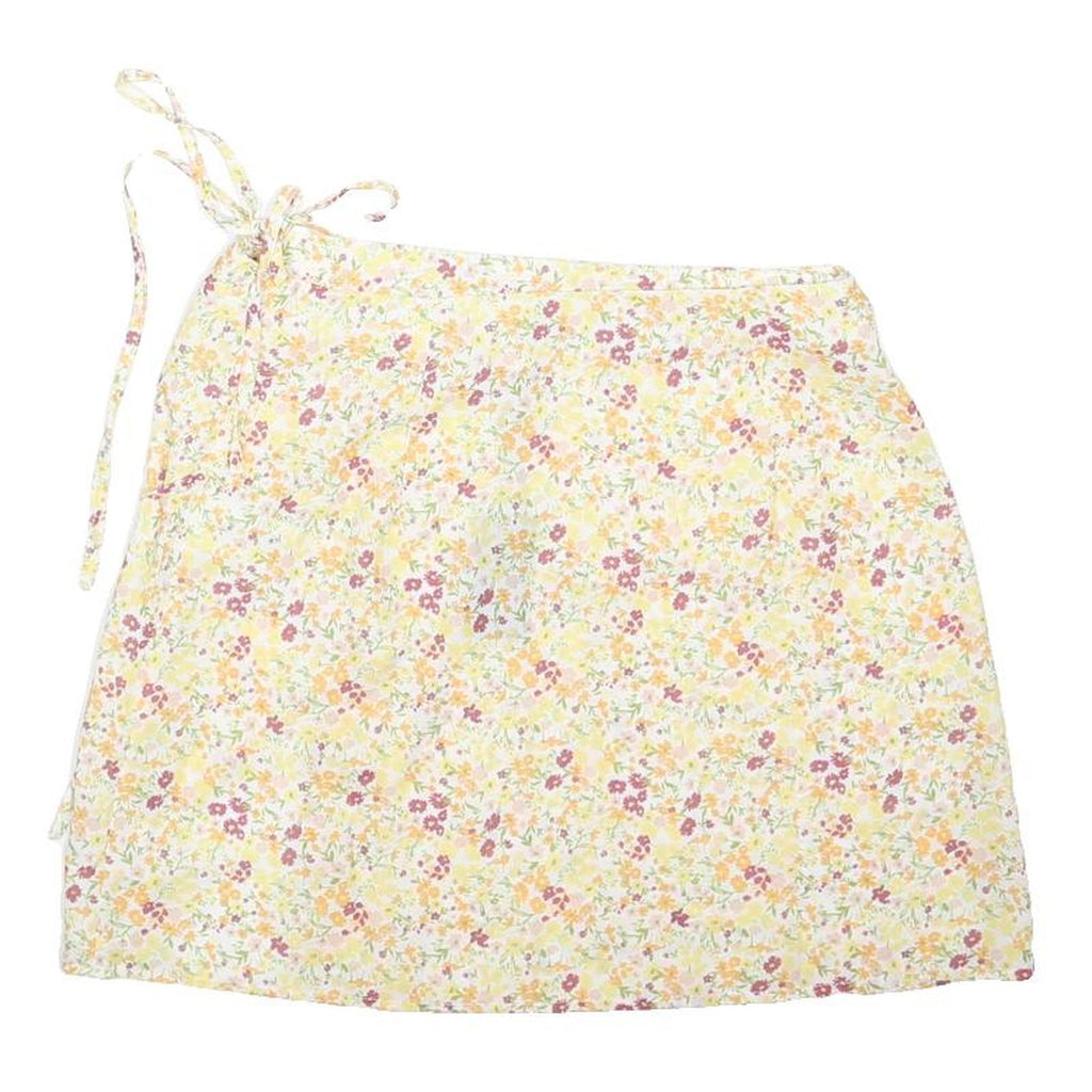FASHION UNION Womens Yellow Floral Mini Skirt Polyester Blend UK 10 Summer