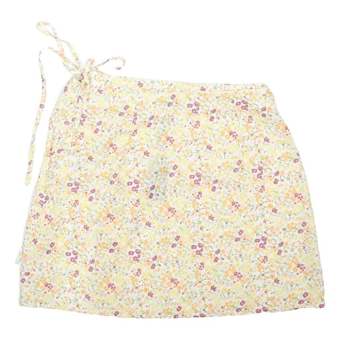 FASHION UNION Womens Yellow Floral Mini Skirt Polyester Blend UK 10 Summer
