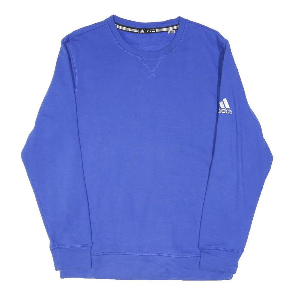 ADIDAS Mens Blue Cotton Blend Crew Neck M Logo Sleeve Sweatshirt Pullover