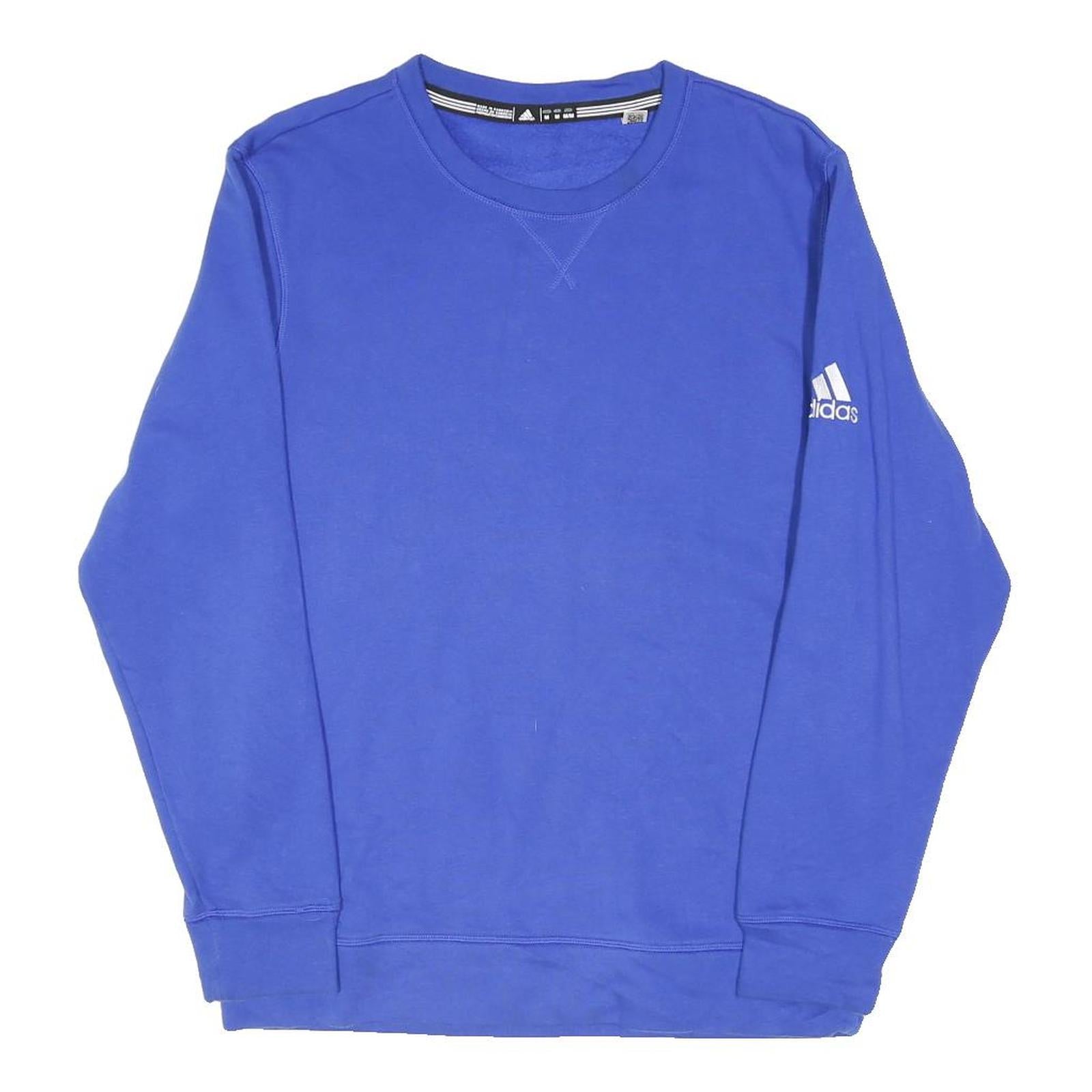 ADIDAS Mens Blue Cotton Blend Crew Neck M Logo Sleeve Sweatshirt Pullover