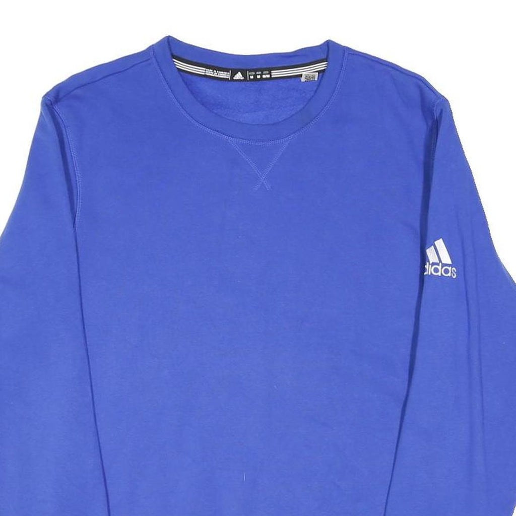 ADIDAS Mens Blue Cotton Blend Crew Neck M Logo Sleeve Sweatshirt Pullover
