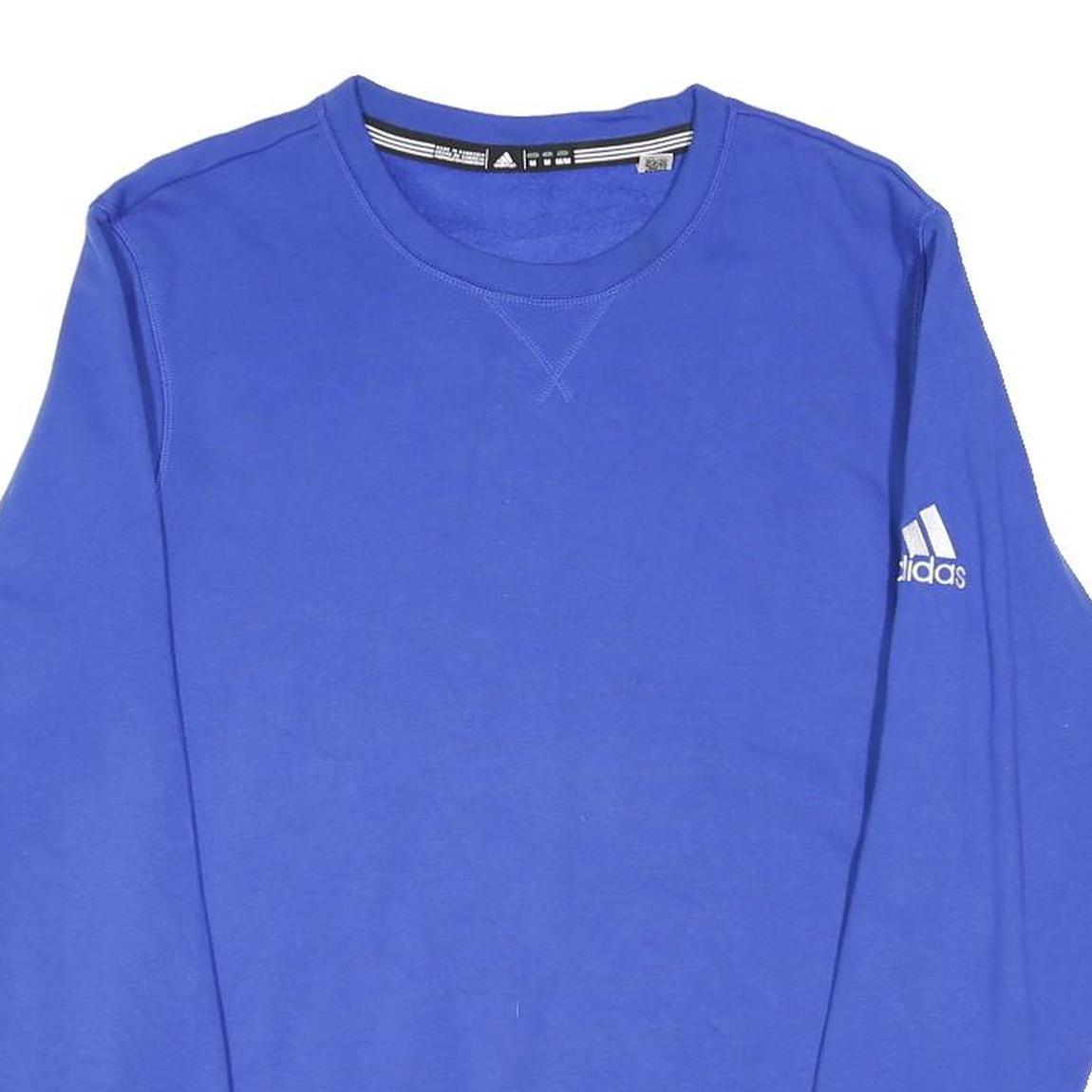 ADIDAS Mens Blue Cotton Blend Crew Neck M Logo Sleeve Sweatshirt Pullover